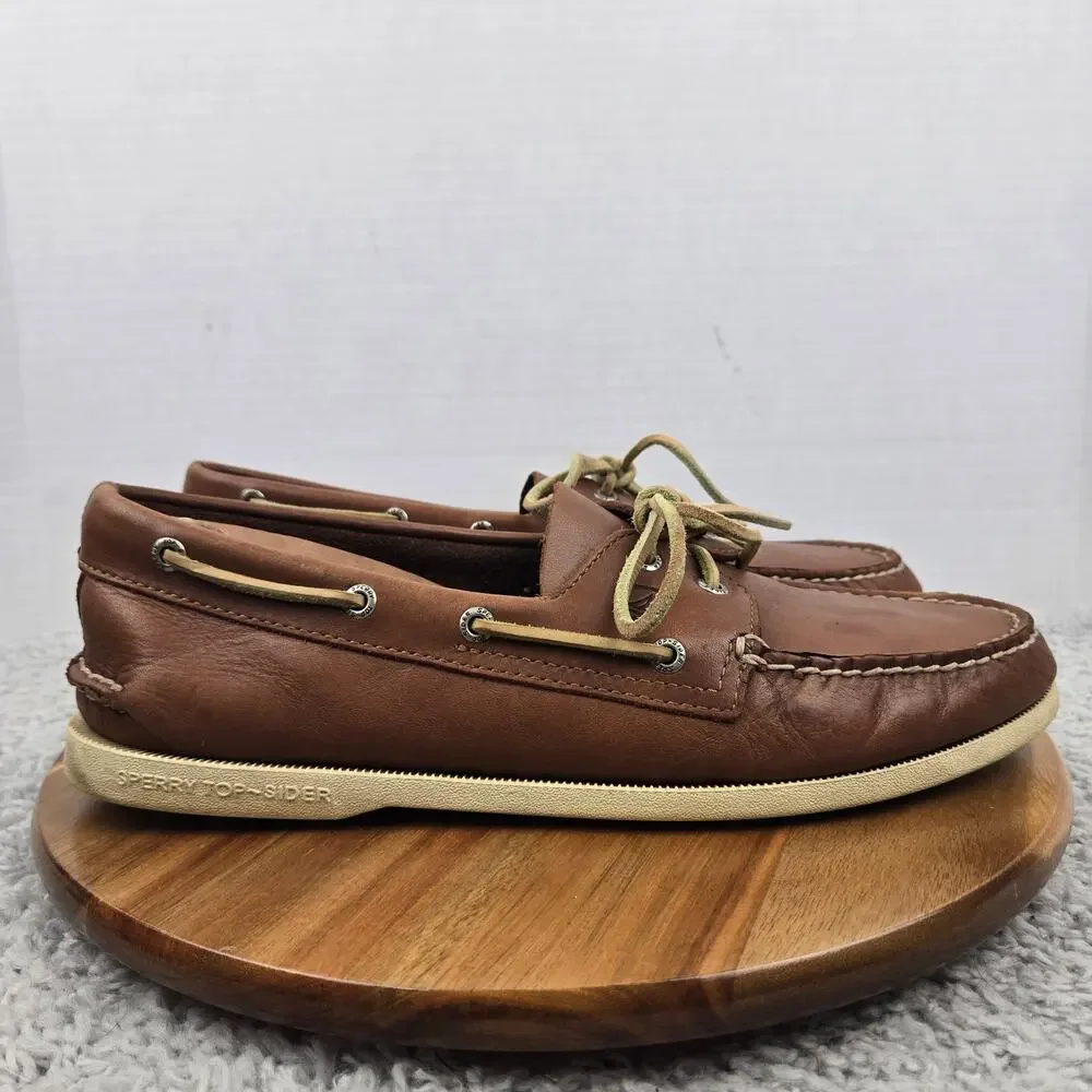 Sperry Top Sider Men 12M Authentic Original 2-Eye Brown Leather Casual Boat Shoe